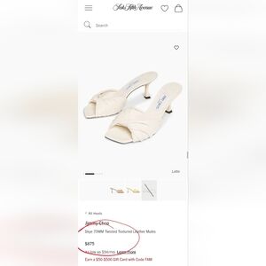 Jimmy ChooSkye 70MM Twisted Textured Leather Mules Sz 37 MSRP 875 SS26